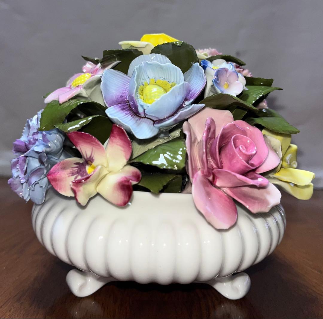 アンティーク　陶花　直径15cm 盛花　花7種　飾り　 