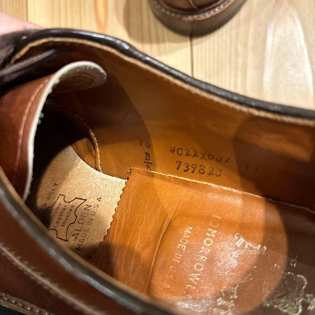 Alden × tomorrowland ブラウンレザー デッキシューズ