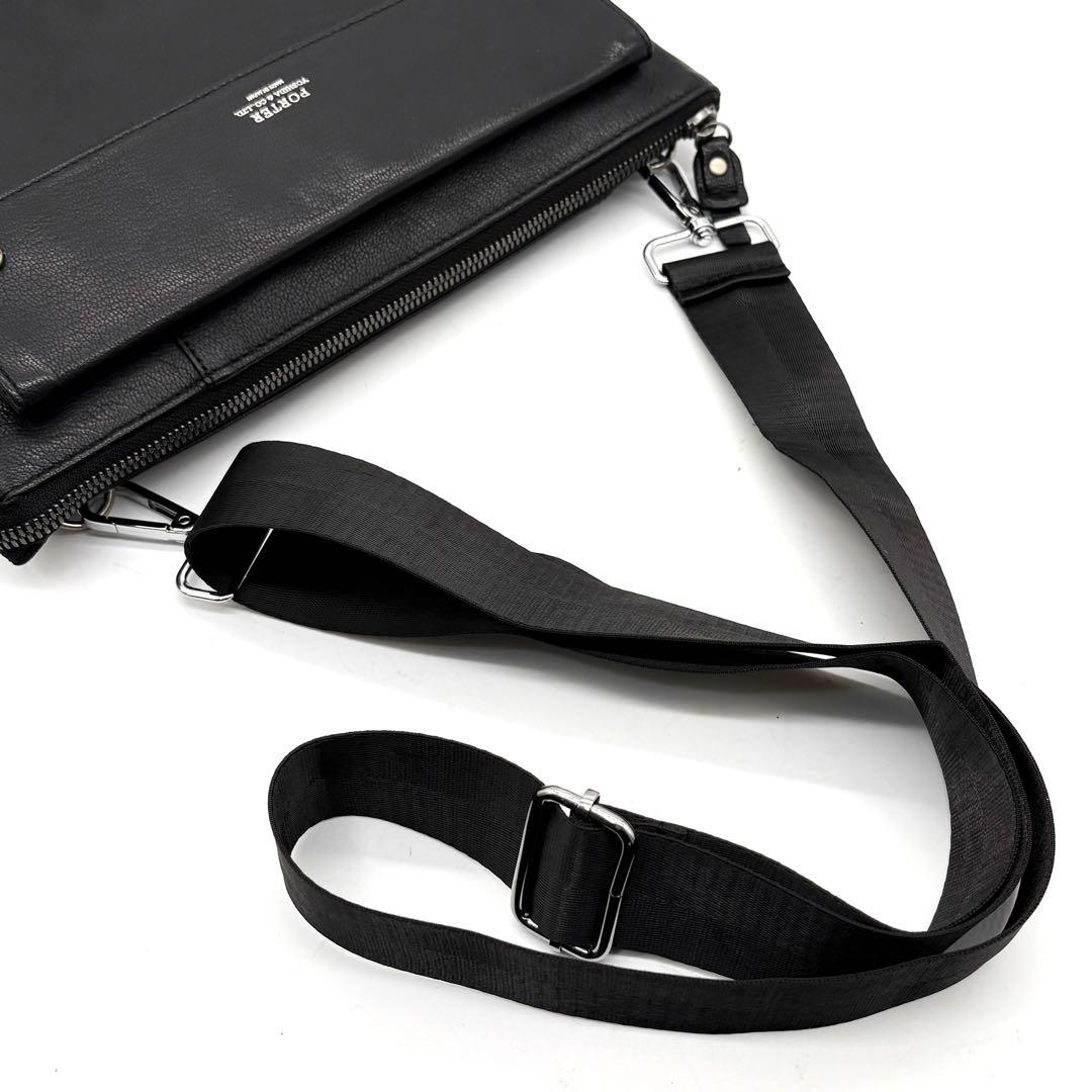 【極美品】ポーター ランブラー ショルダーバッグ レザー 斜め掛け ブラック