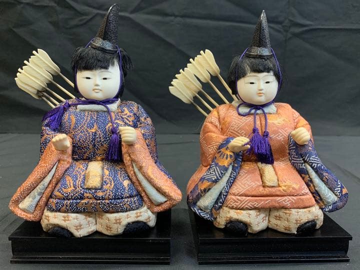 木目込み人形　15人揃い 25号 紺地 金彩 金花