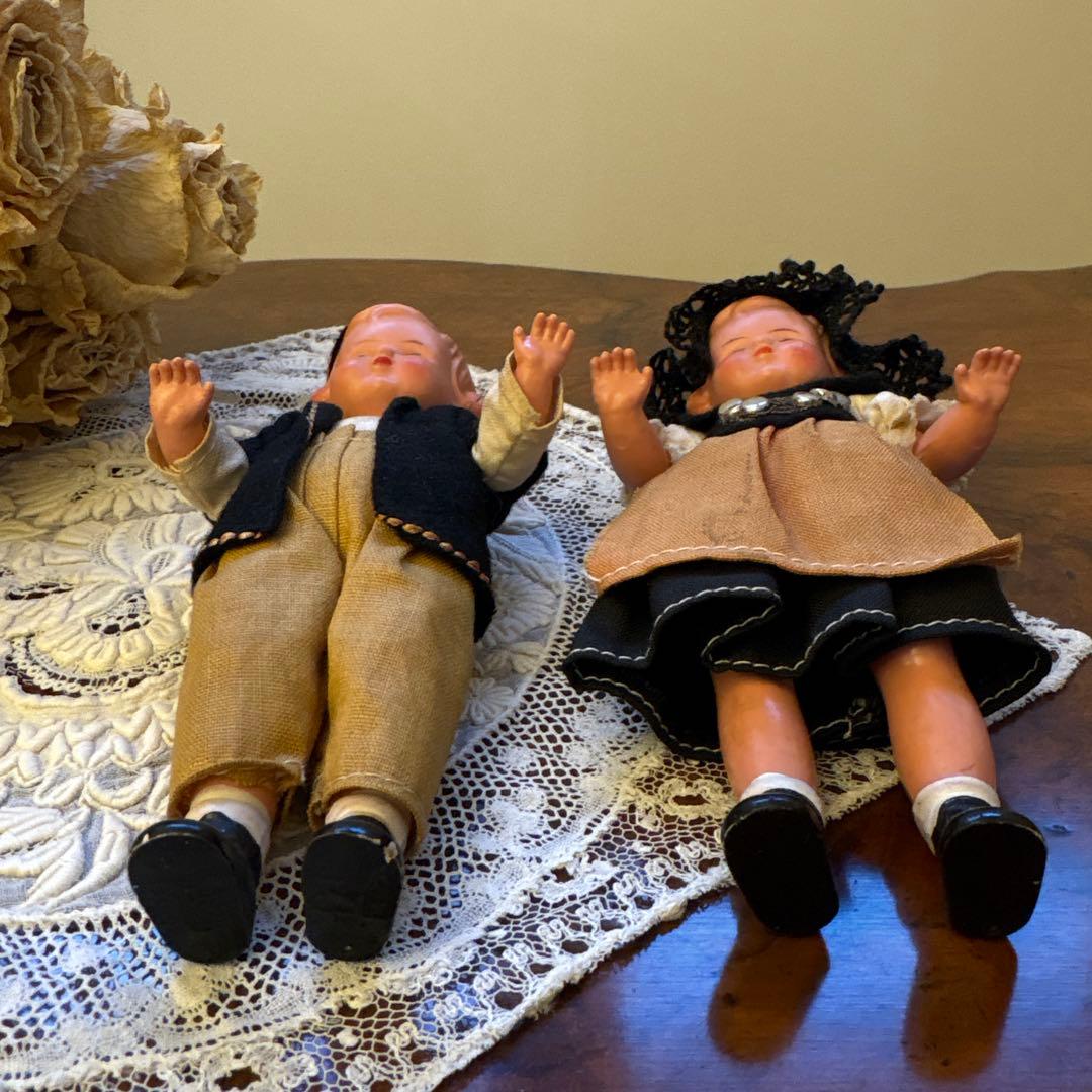★セルロイド人形★フランス　ヴィンテージドール　ミニョネット　男女セット