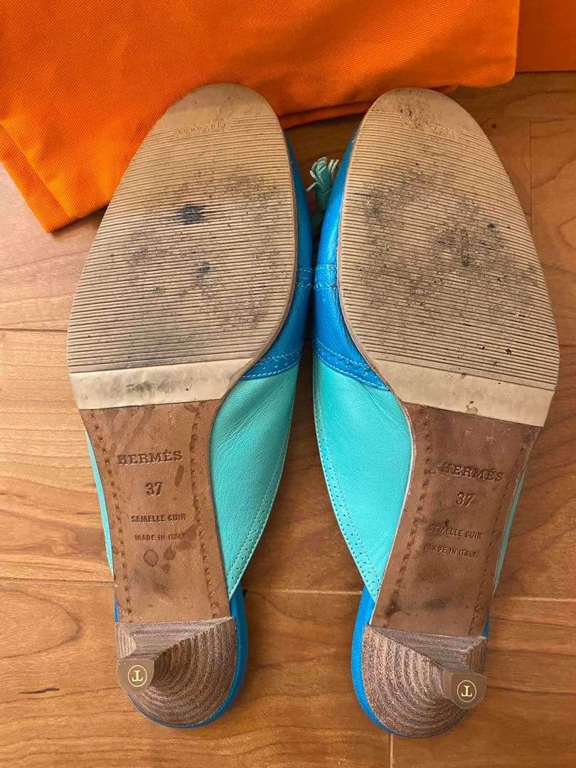 エルメス　ミュール　ターコイズ　サイズ37