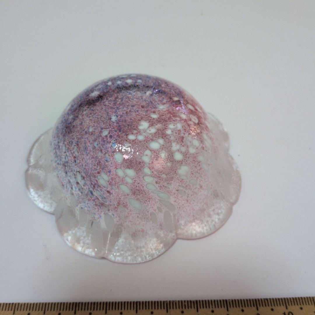 花形透明ガラス皿 約8cm　お皿　アンティーク