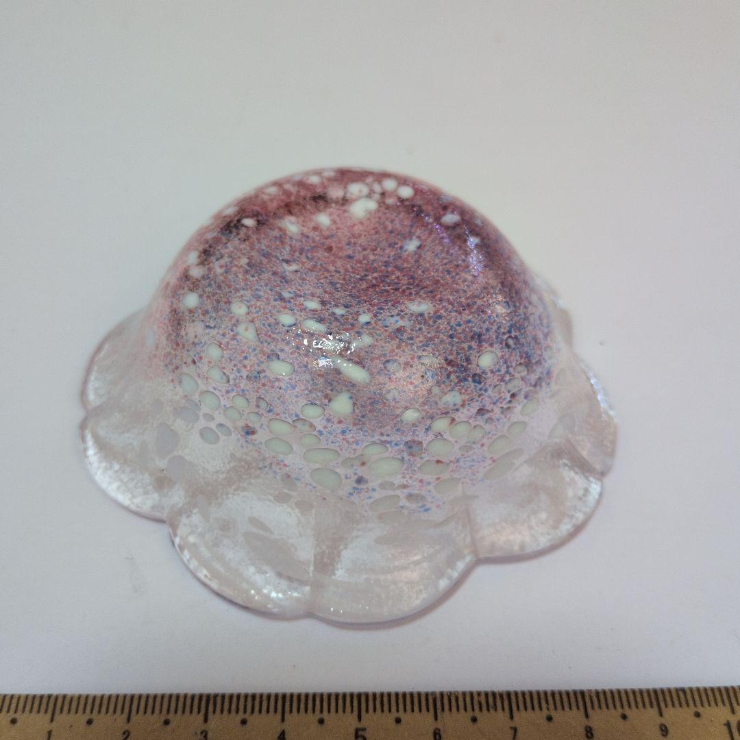花形透明ガラス皿 約8cm　お皿　アンティーク