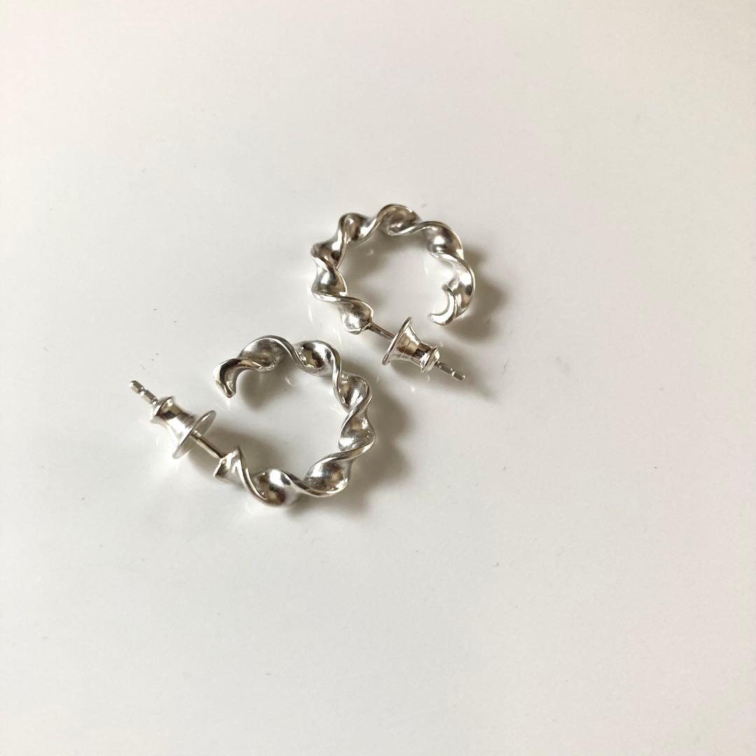18mm 両身　ピアス　シルバー925 ツイストピアス　BWL クロム