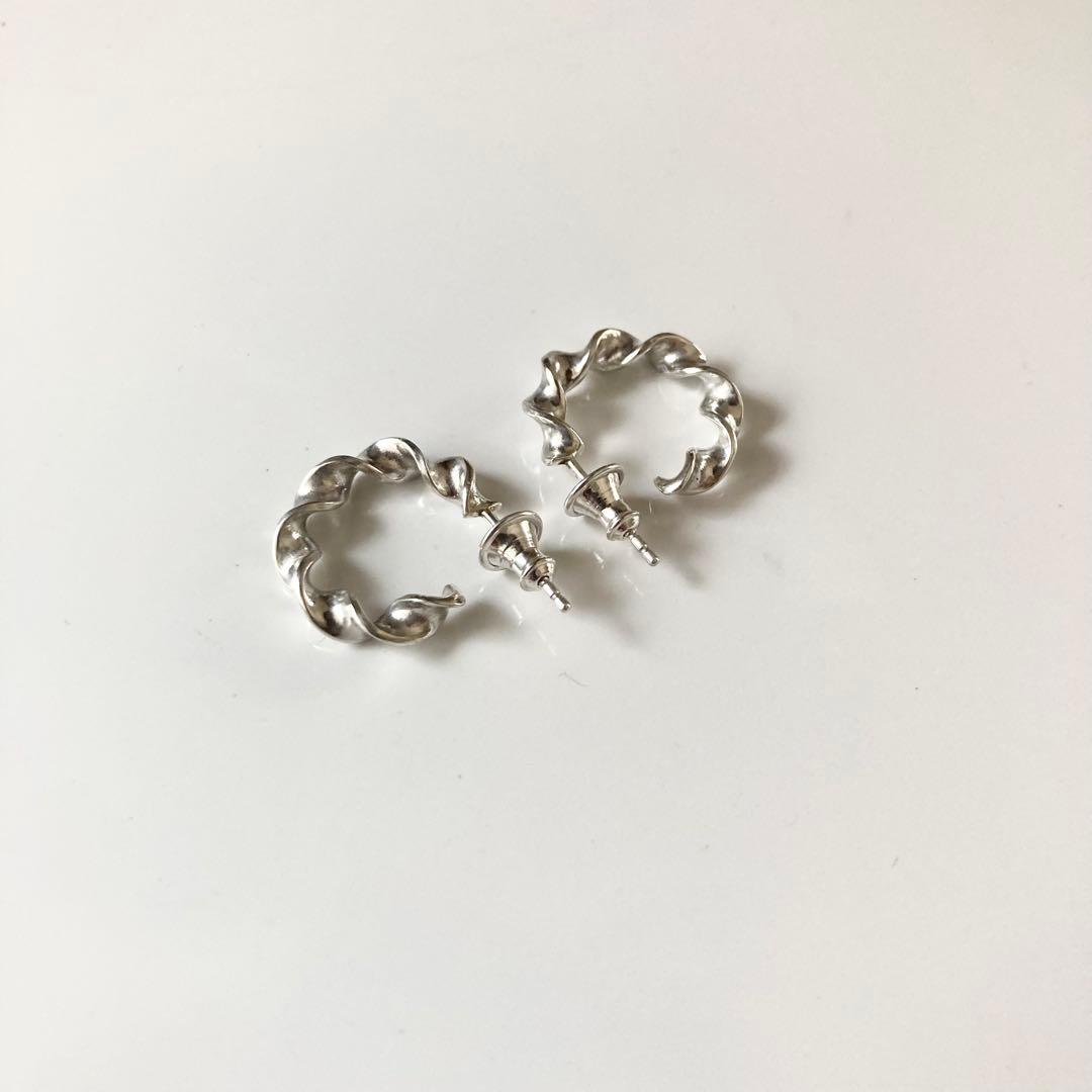 18mm 両身　ピアス　シルバー925 ツイストピアス　BWL クロム