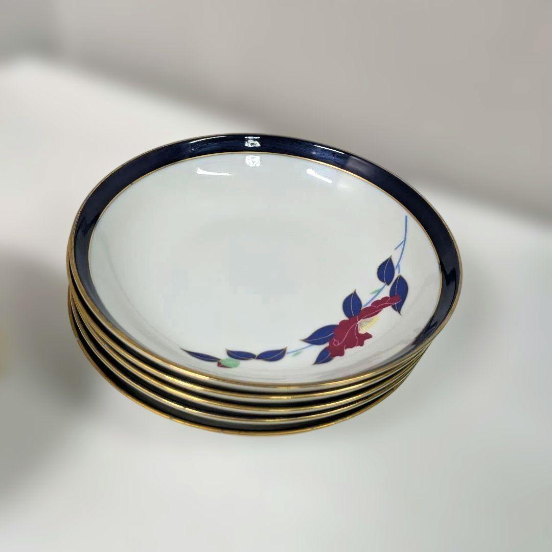 香蘭社　菊花湯呑茶托付き　小皿　深川製