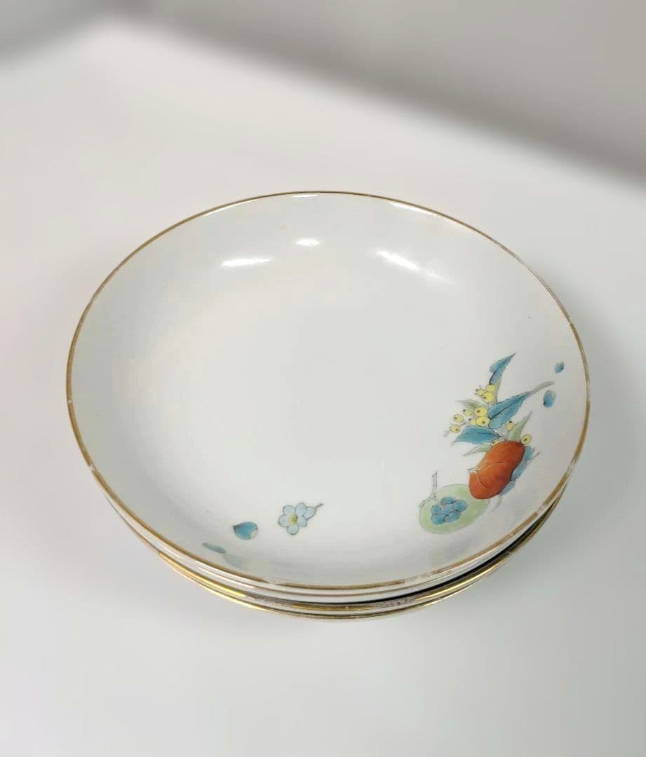 香蘭社　菊花湯呑茶托付き　小皿　深川製