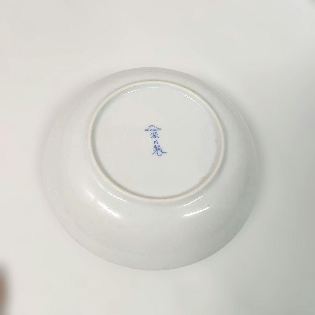 香蘭社　菊花湯呑茶托付き　小皿　深川製