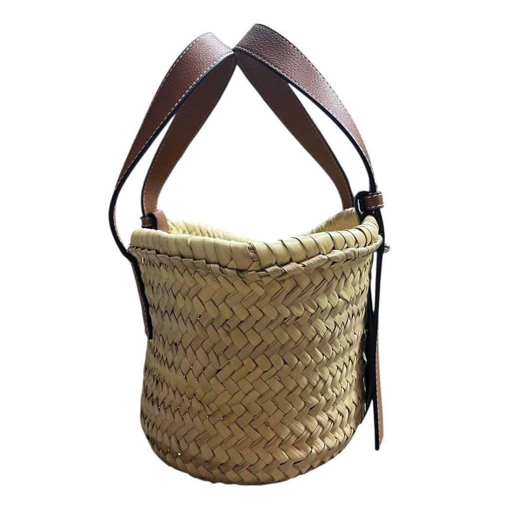 LOEWE かごバッグ スモール バスケット ストロー レザー