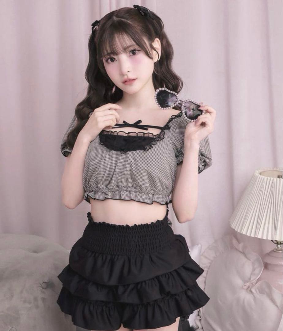 pium ドーリーフリルセパレートスイムウェア　ギンガムチェック