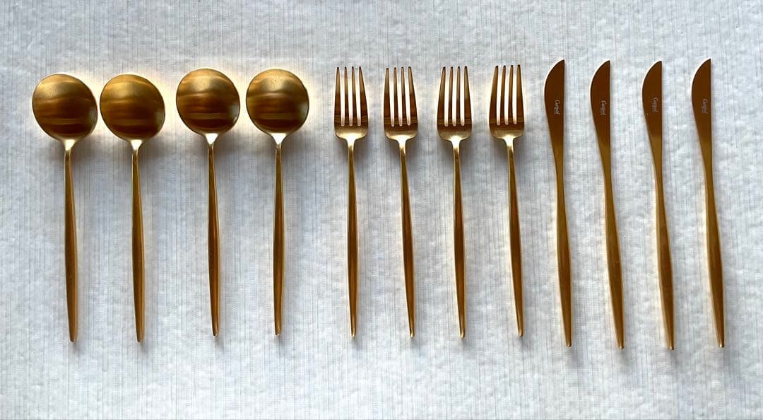クチポール　ムーンマットゴールド　ディナースプーン・フォーク・ナイフ×4セット