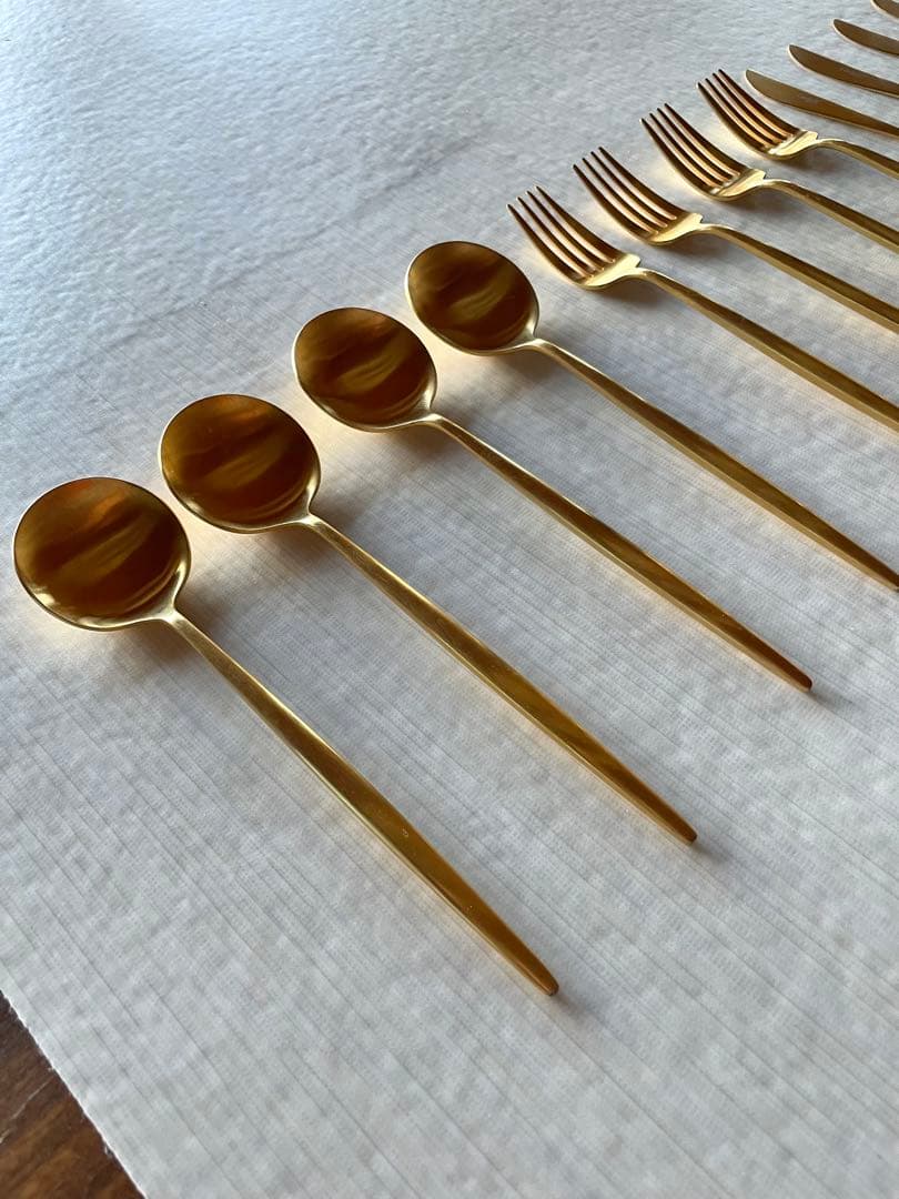 クチポール　ムーンマットゴールド　ディナースプーン・フォーク・ナイフ×4セット