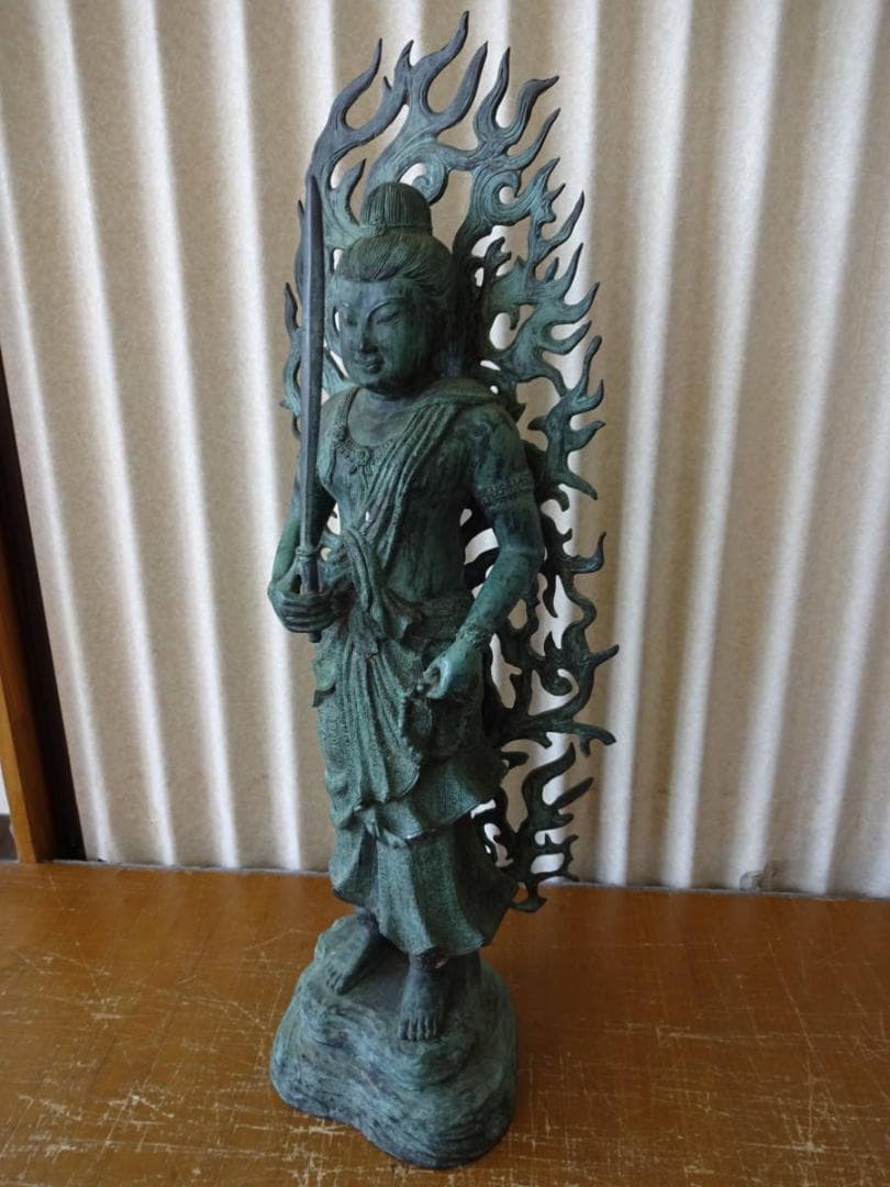 不動明王立像　青銅製　全高90㎝　古美術　中国美術　骨董　旧家蔵出し　置物