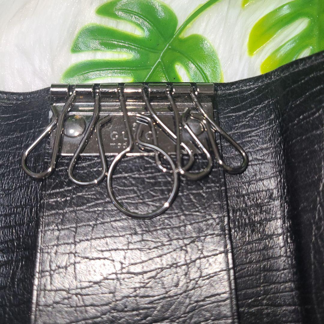 極美品☆GUCCI グッチ ブラック レザー キーケース 6連 Gロゴ 箱付き