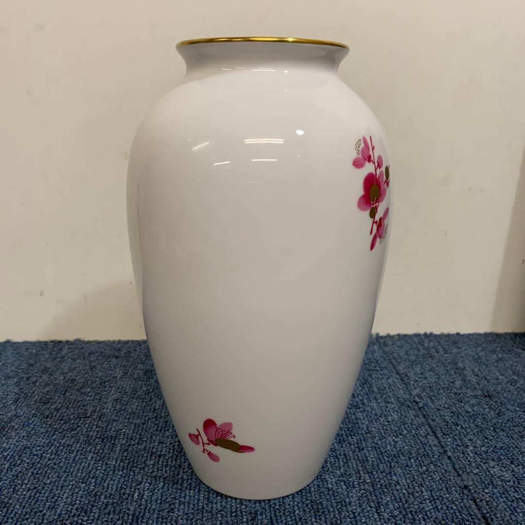 大倉陶園　梅　ピンク　ゴールド　花　花瓶
