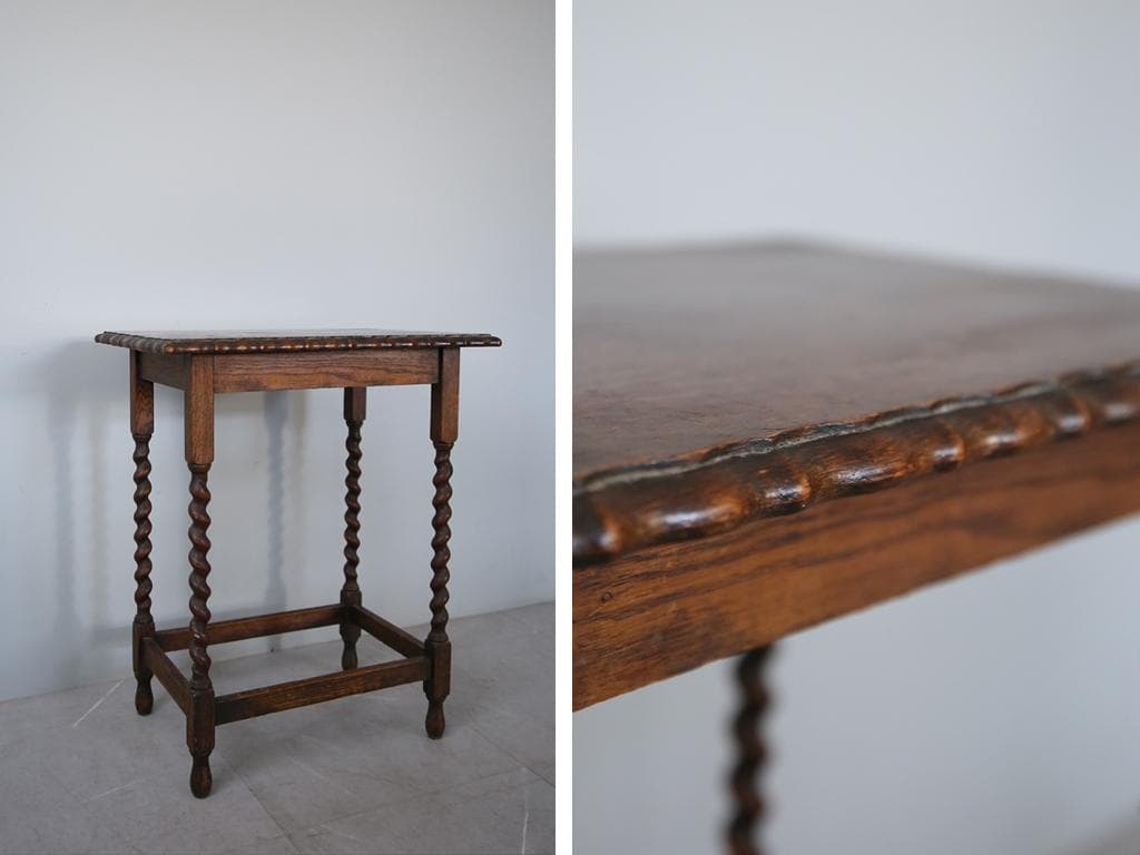 英国アンティーク木製サイドテーブル/オケージョナル机/飾り棚/花台(92-195