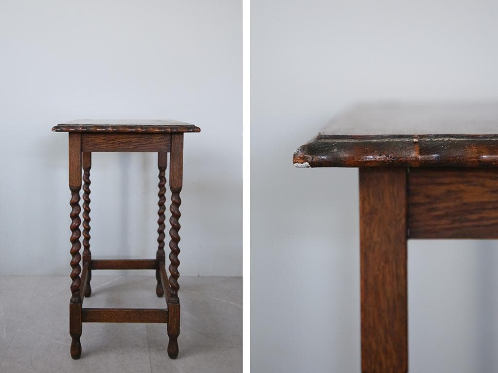 英国アンティーク木製サイドテーブル/オケージョナル机/飾り棚/花台(92-195