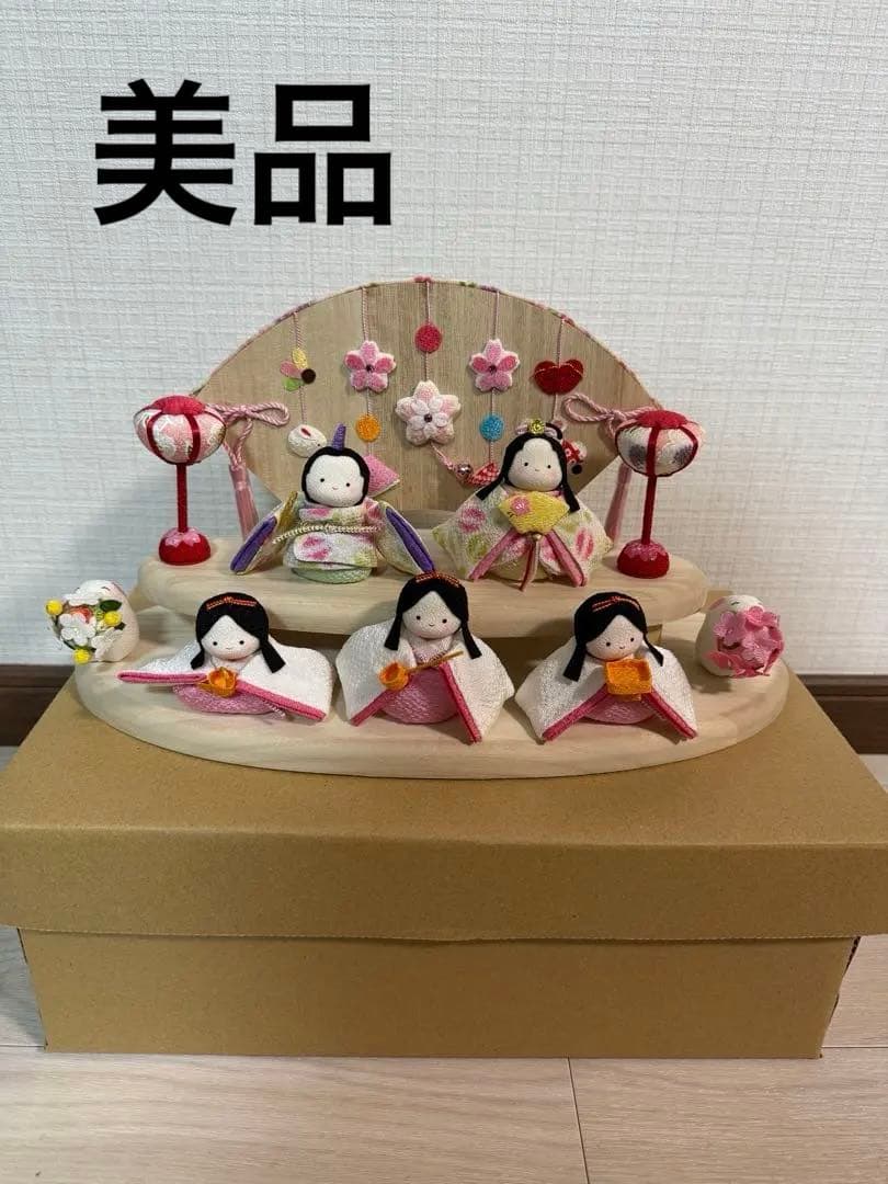 久月　雛人形　ちりめん舞桜五人うさぎ雛
