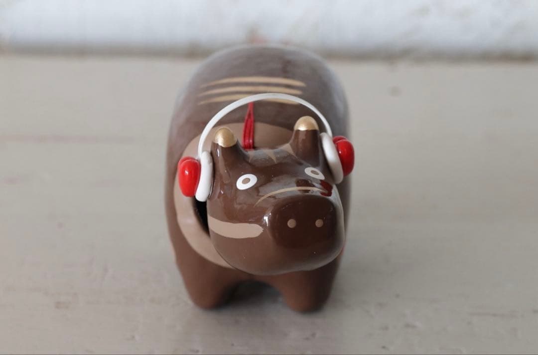 バレンタインべこ 野沢民芸 ヘッドフォンべこ 赤べこ 2号 会津 限定 縁起物