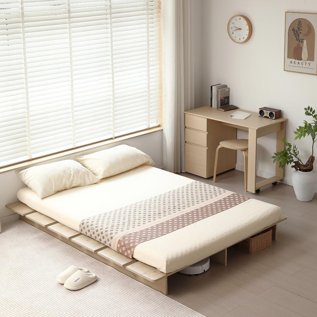 【新品】ステージ式ローベッド 幅160cm コンパクト