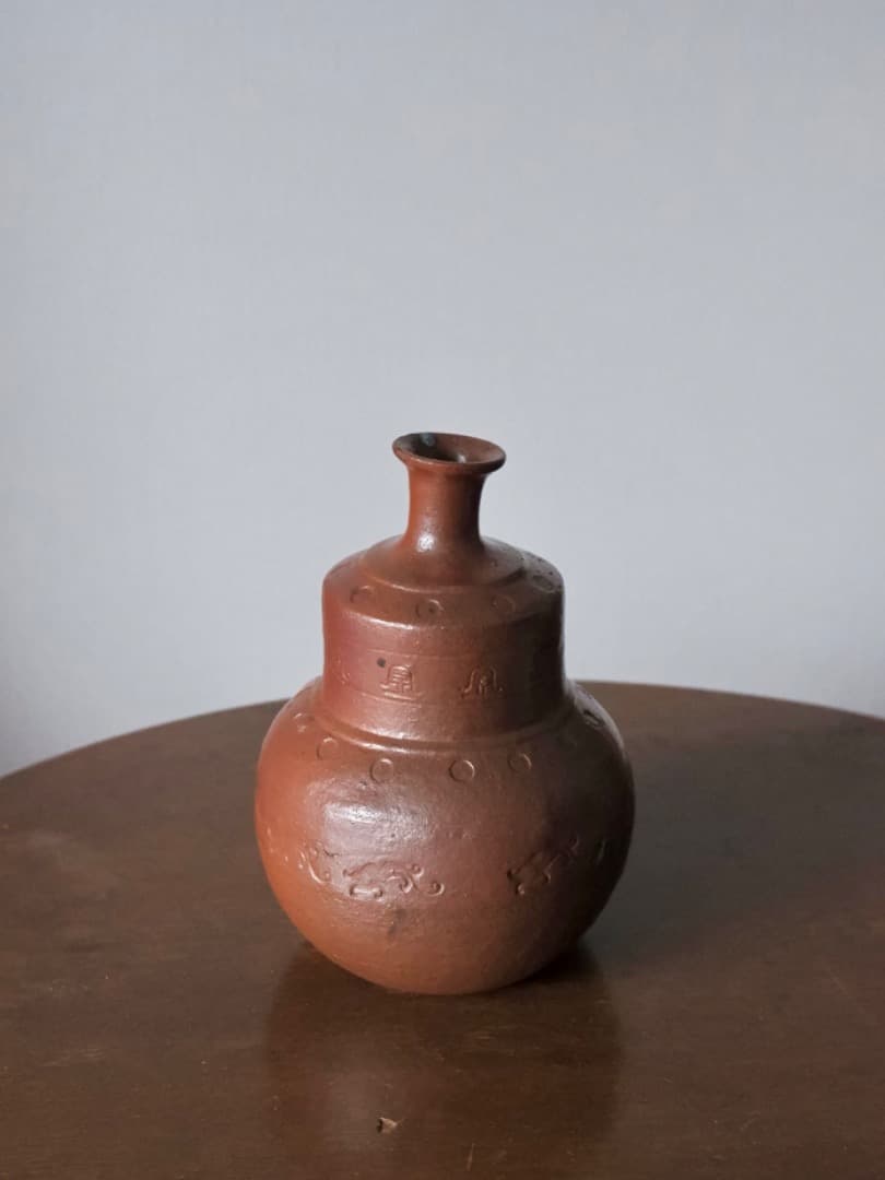 江戸期　瓢形德利　酒道具　華道具　花瓶　箱付　古道具　Q2349