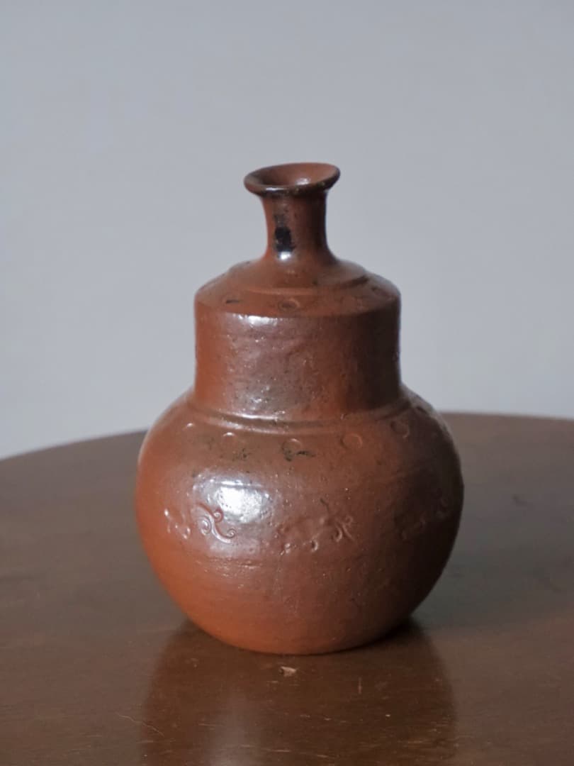 江戸期　瓢形德利　酒道具　華道具　花瓶　箱付　古道具　Q2349