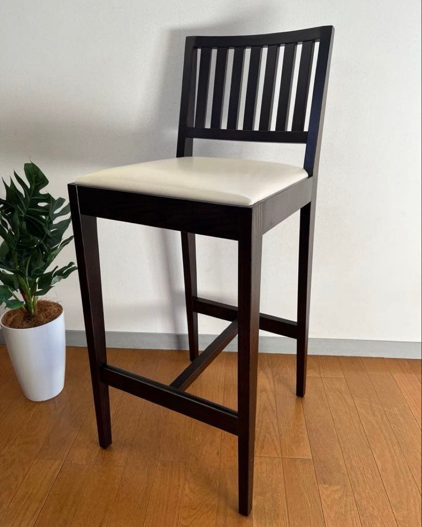 ロックストーン　ハイチェア　① 岩倉榮利　カウンターチェア　本革　モダン　美品