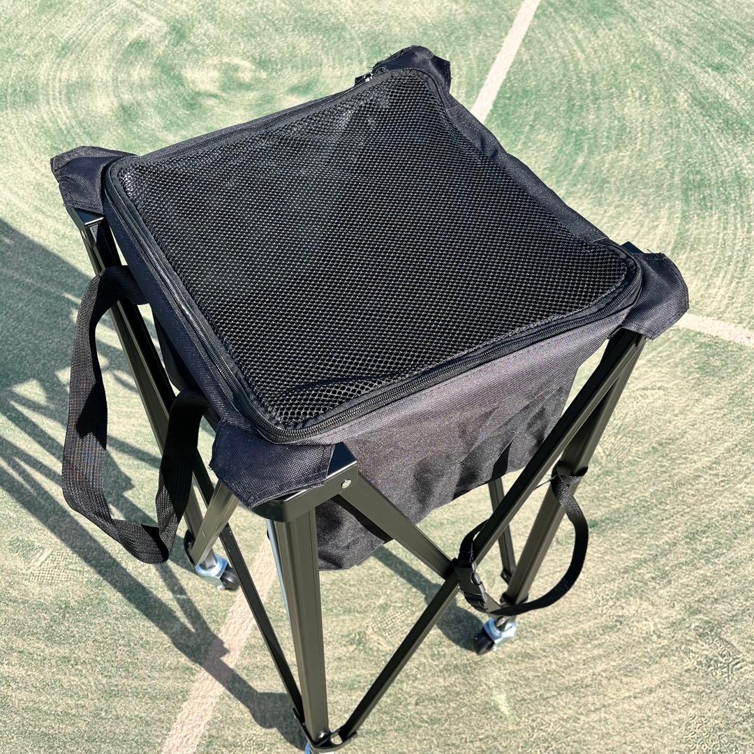 【美品】折りたたみ式 テニスボールバスケット キャスター付き ブラック　カート