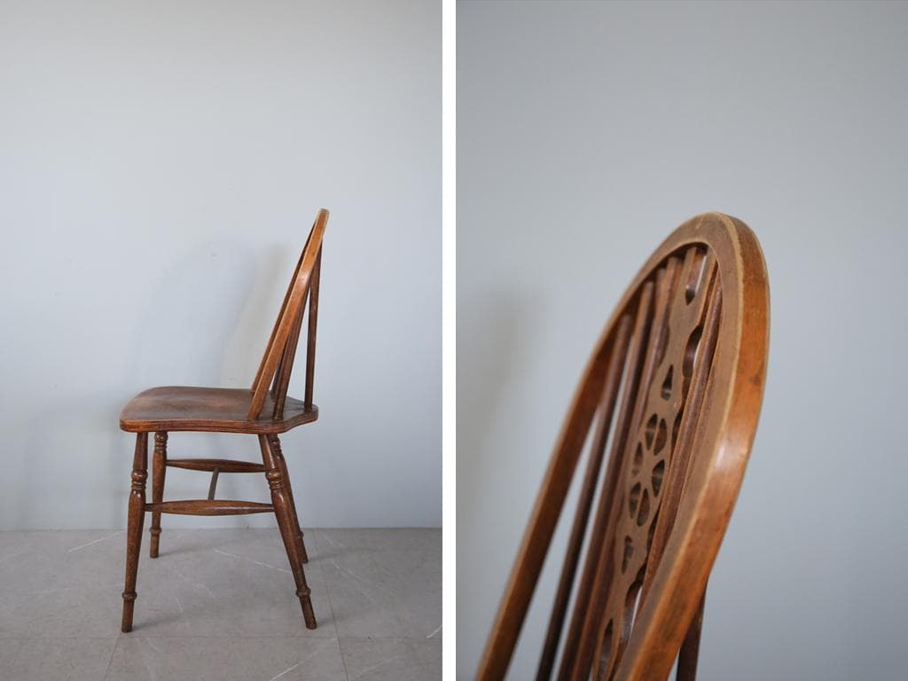 英国アンティーク木製ホイールバックチェア/ダイニングイス/椅子(91-196-1