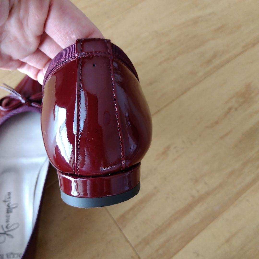 【美品】銀座カネマツ　アクアベル　ポインテッドトゥ フラットシューズ　赤22.5