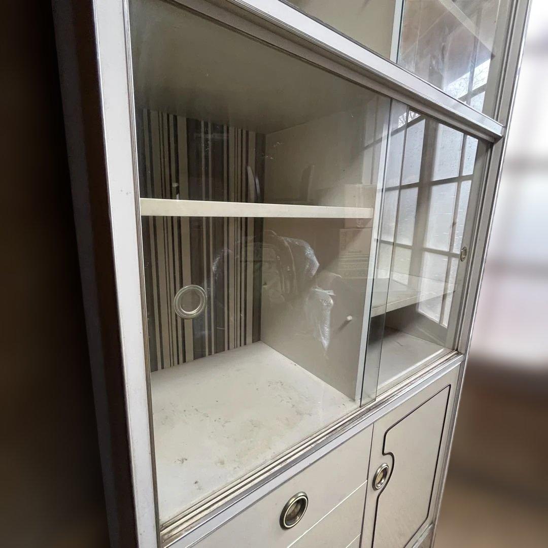 昭和レトロ 食器棚 ガラス戸 キャビネット 収納棚 飾り棚 古家具