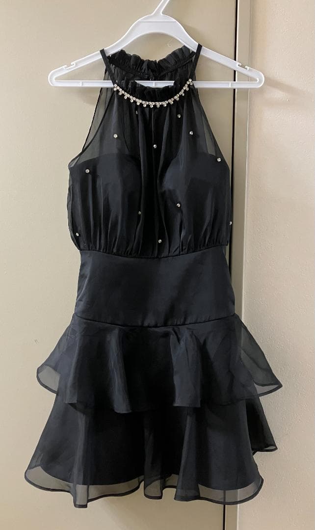 アメスリビジューティアードフレアワンピース　ブラック　Sサイズ