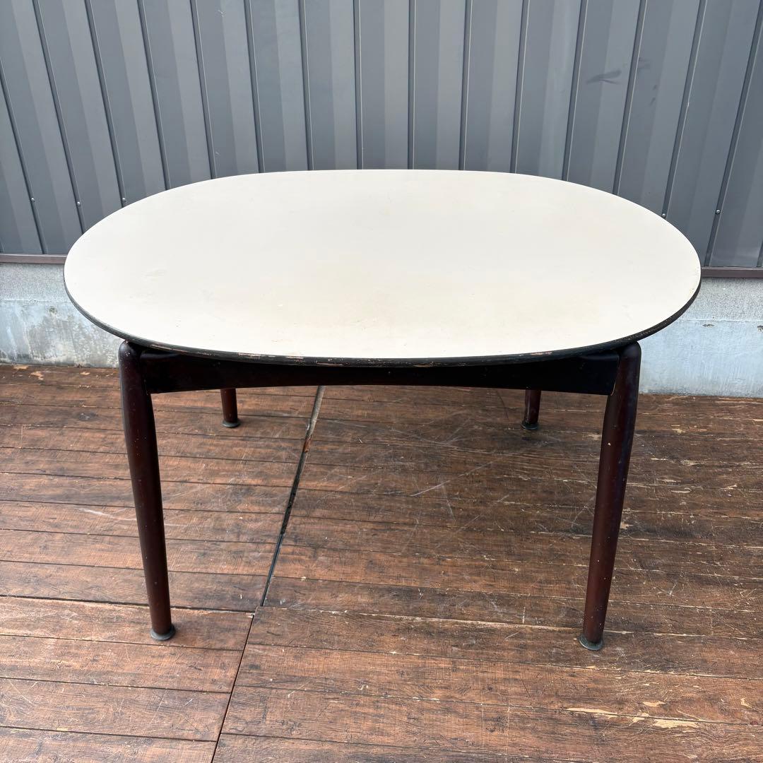 昭和レトロ 木製ダイニングテーブル 楕円形 オーバル型 ビンテージ ヴィンテージ