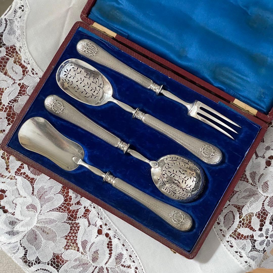 フランス純銀950 銀無垢 サービングカトラリーミネルヴァ　希少アンティーク