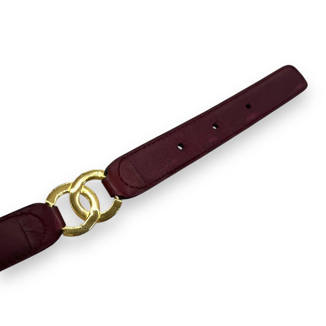 美品■シャネル　２連　ココマーク　ウエストベルト　ボルドー　ゴールド金具
