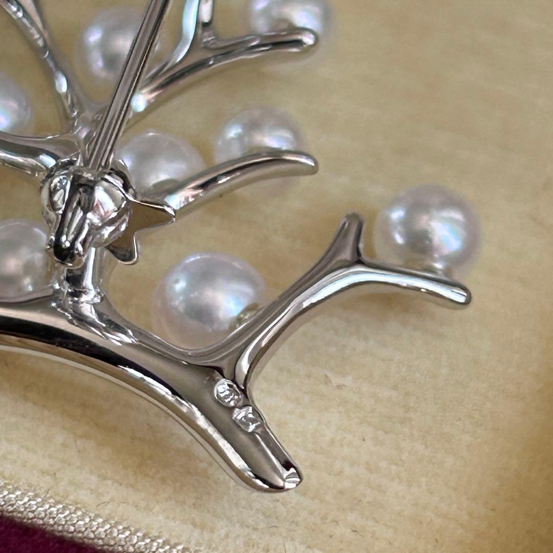 MIKIMOTO 幸福の木ブローチSサイズ　silverベビーあこや