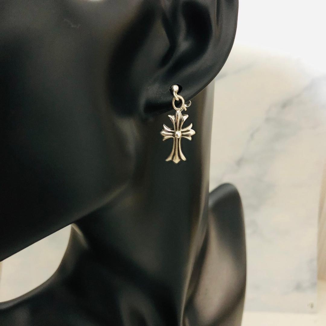 シルバー925 ピアス　メンズ　クロス　十字架　クロム　人気　3-25　9633