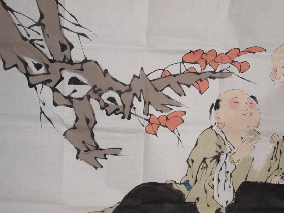 骨董市仕入れ品　中国近代の範曽の掛軸　人物図　肉筆保証 DE060C12-3