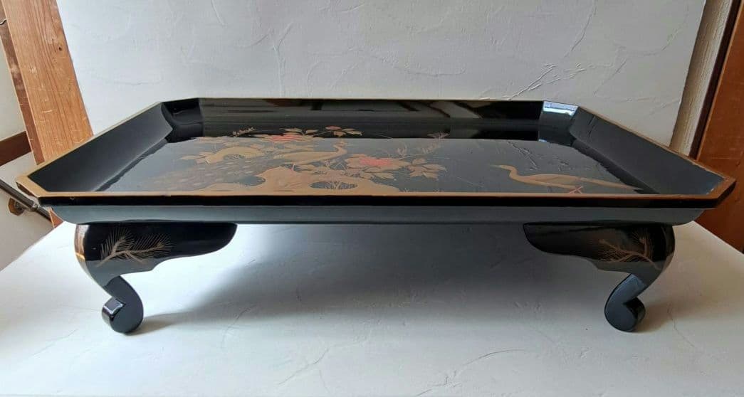 蒔絵 猫足 長方 飾り台 お膳