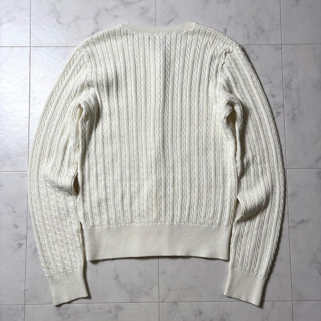 美品 現行 ポロラルフローレン ケーブルニット カーディガン ポニー刺繍 白