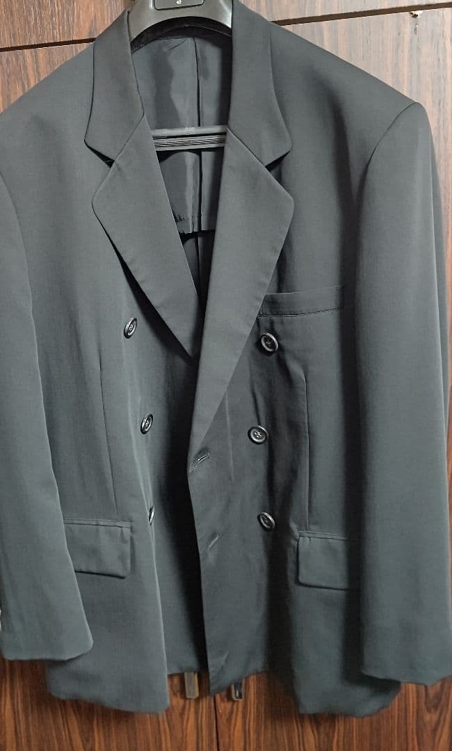 yohji yamamoto pour hoome背抜きダブルスーツ丸文字