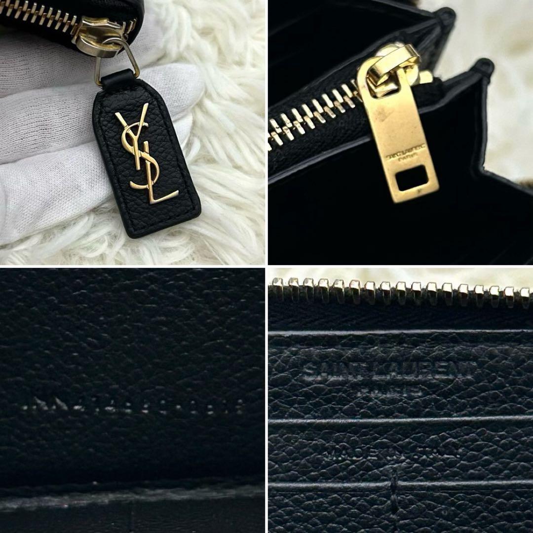 ［美品］SAINT LAURENT 長財布 ブラック レザー ラウンドファスナー
