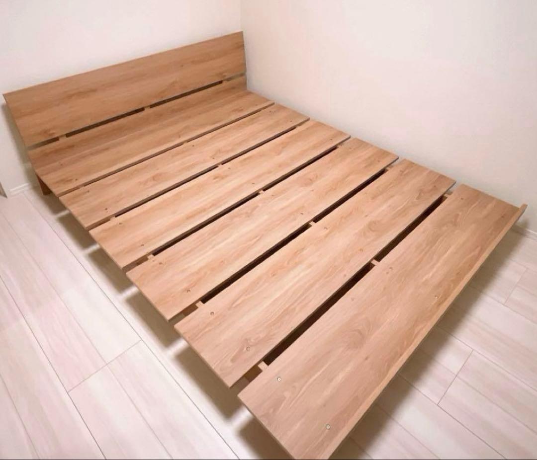 【美品】LOWYAベッドフレーム　ダブル/シャビーナチュラル